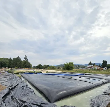 Geotextile dewatering tubes at a sludge dewatering site